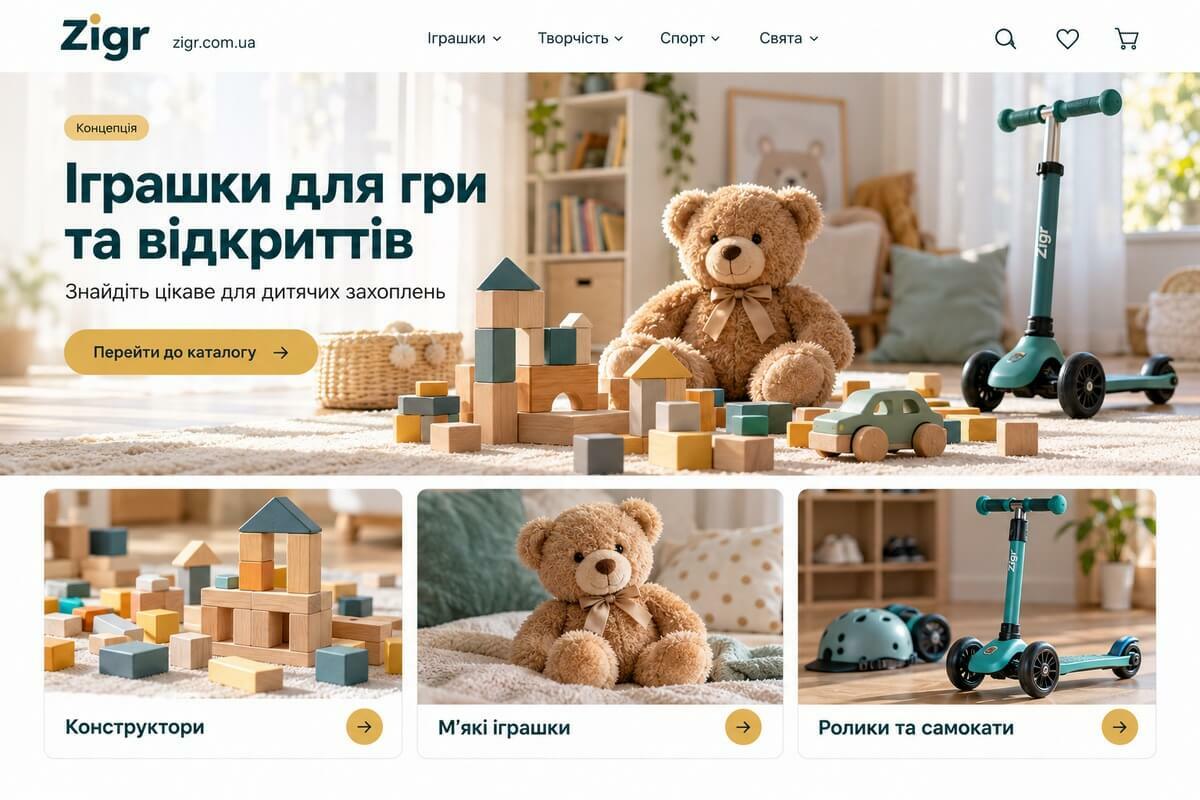 Концептуальна ілюстрація головної сторінки Zigr.