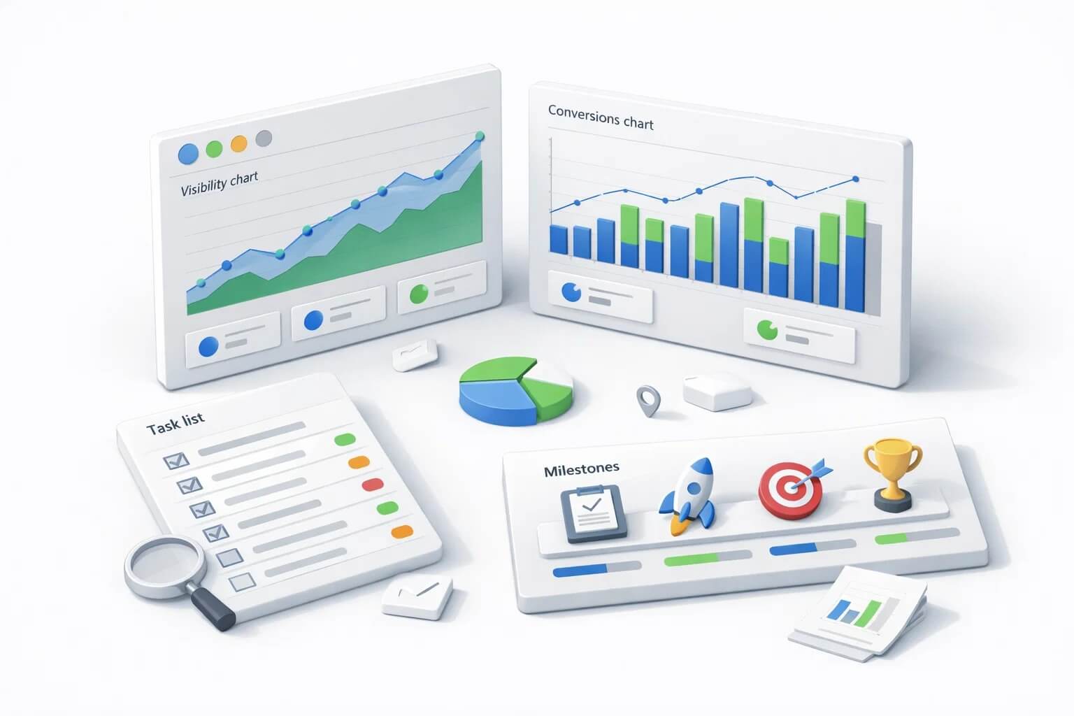 Понятная отчётность по международному SEO: рост видимости, трафика, конверсий и список конкретных внедрений по рынкам.