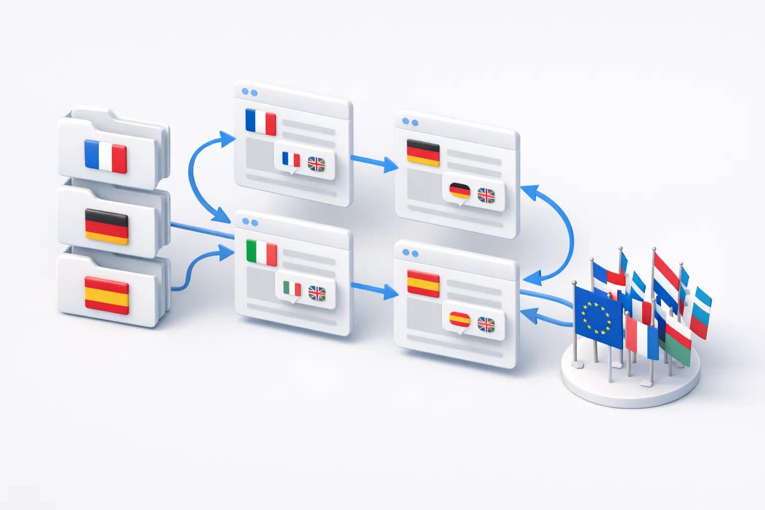 Правильна структура мовних версій у Європі допомагає Google розуміти, яку сторінку показувати користувачу з потрібної країни і мовою.