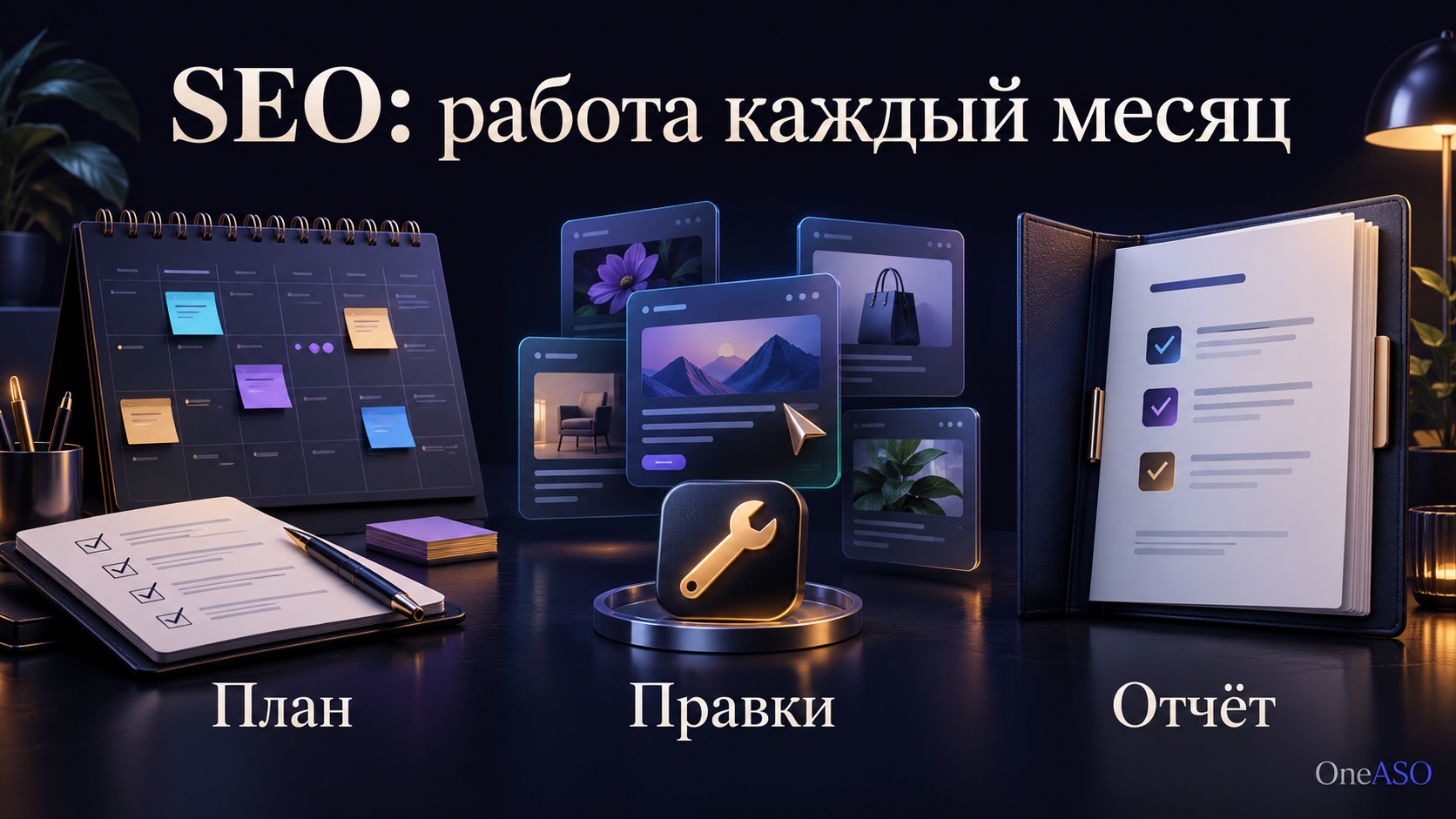 Ежемесячная работа над SEO: план, правки на сайте и отчёт