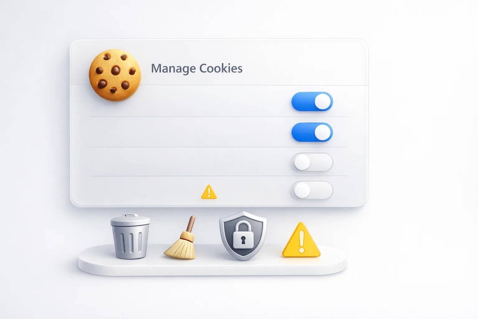 Инфографика OneASO про управление cookie (куки): настройки браузера, переключатели разрешений и очистка данных сайта, чтобы отключить, удалить или ограничить cookie.