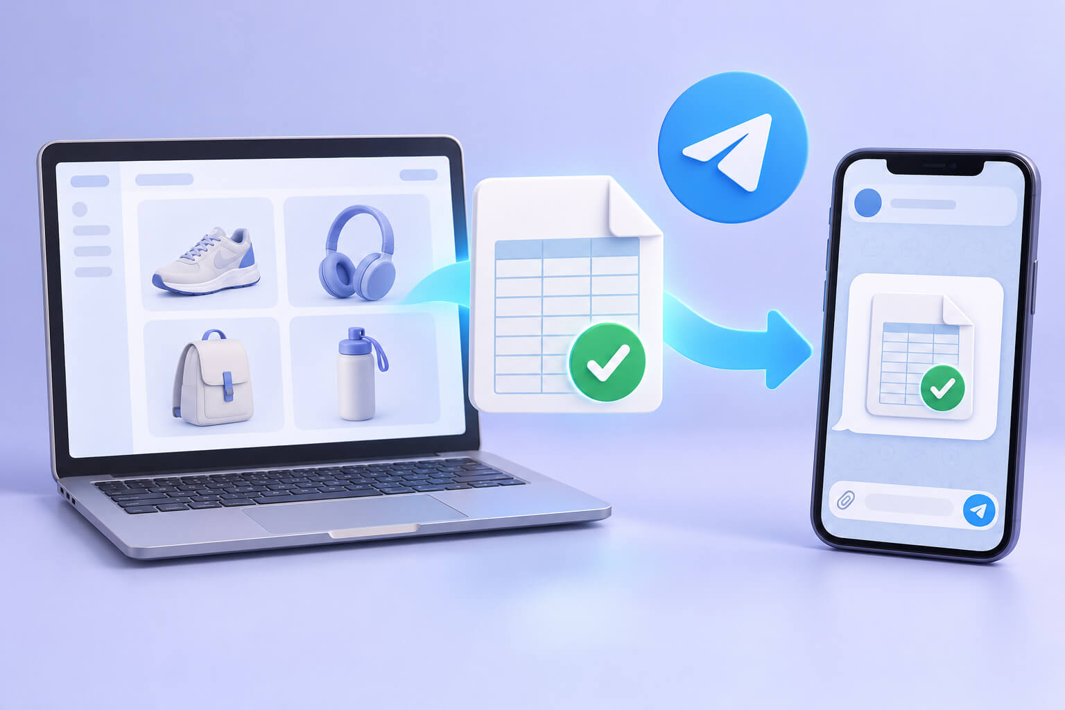 Готове вивантаження каталогу передається в Telegram як сповіщення про файл