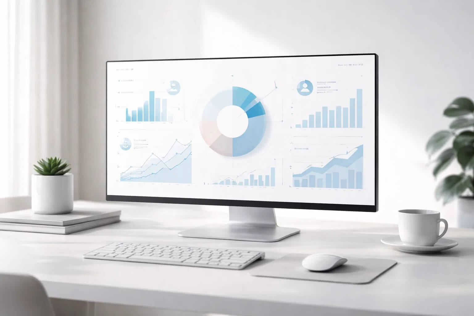 Дашборд KPI для ведения Google Ads: цена клика, кликабельность, цена лида, окупаемость расходов и доля показов по сегментам.